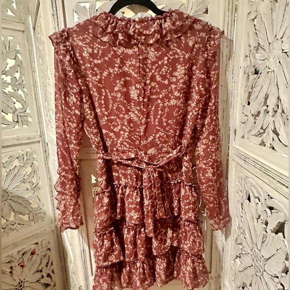 Bardot Ruffled Floral Dress in Dusty Rose - Picture 5 of 8